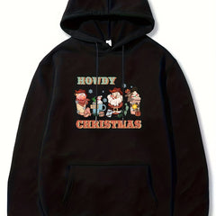 Christmas Print Hoodies For Men Graphic Sweatshirt With Kangaroo Pocket