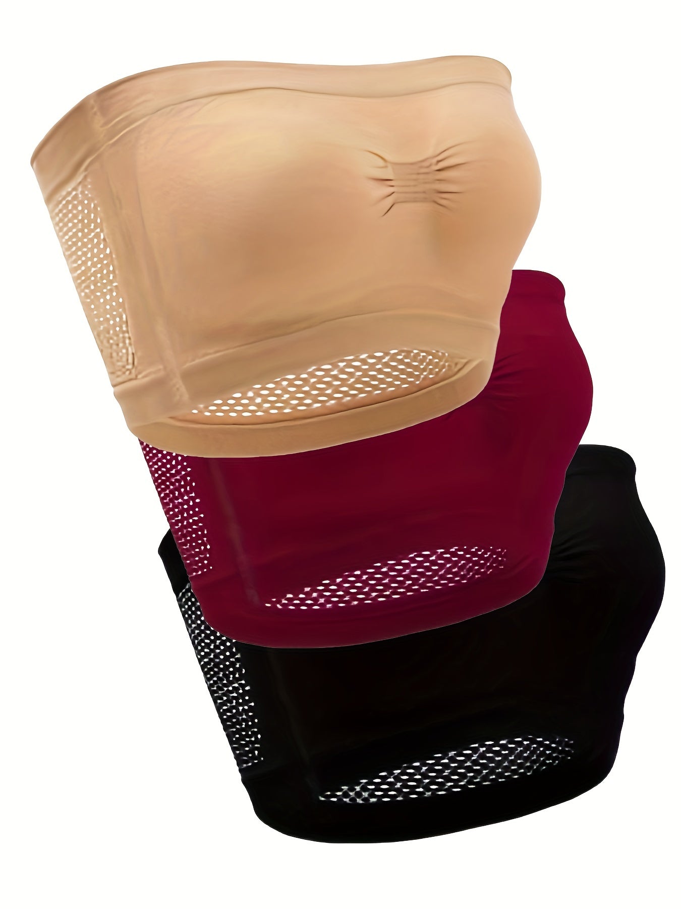 3pcs Strapless Bandeau Bras Hollow Out Stretch Bra Women's Lingerie