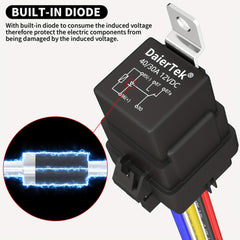 12V 30 40A 5 Pin SPDT Waterproof Relay With Socket
