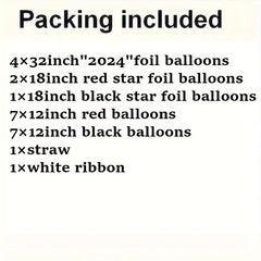 23pcs Year Theme Party Balloon Set Number Balloon Red Star Aluminum Film Balloon