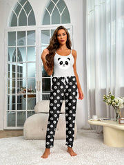 Cartoon Panda Pajama Set Cami Top & Pants Women's Sleepwear