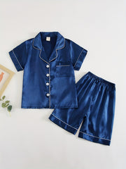 Toddler Girls Boys Pajamas Set 2 Pcs Kids Short Sleeve Button Down