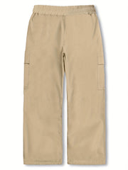 Kids Wide Leg Cargo Pants w/ Drawstring & Pockets