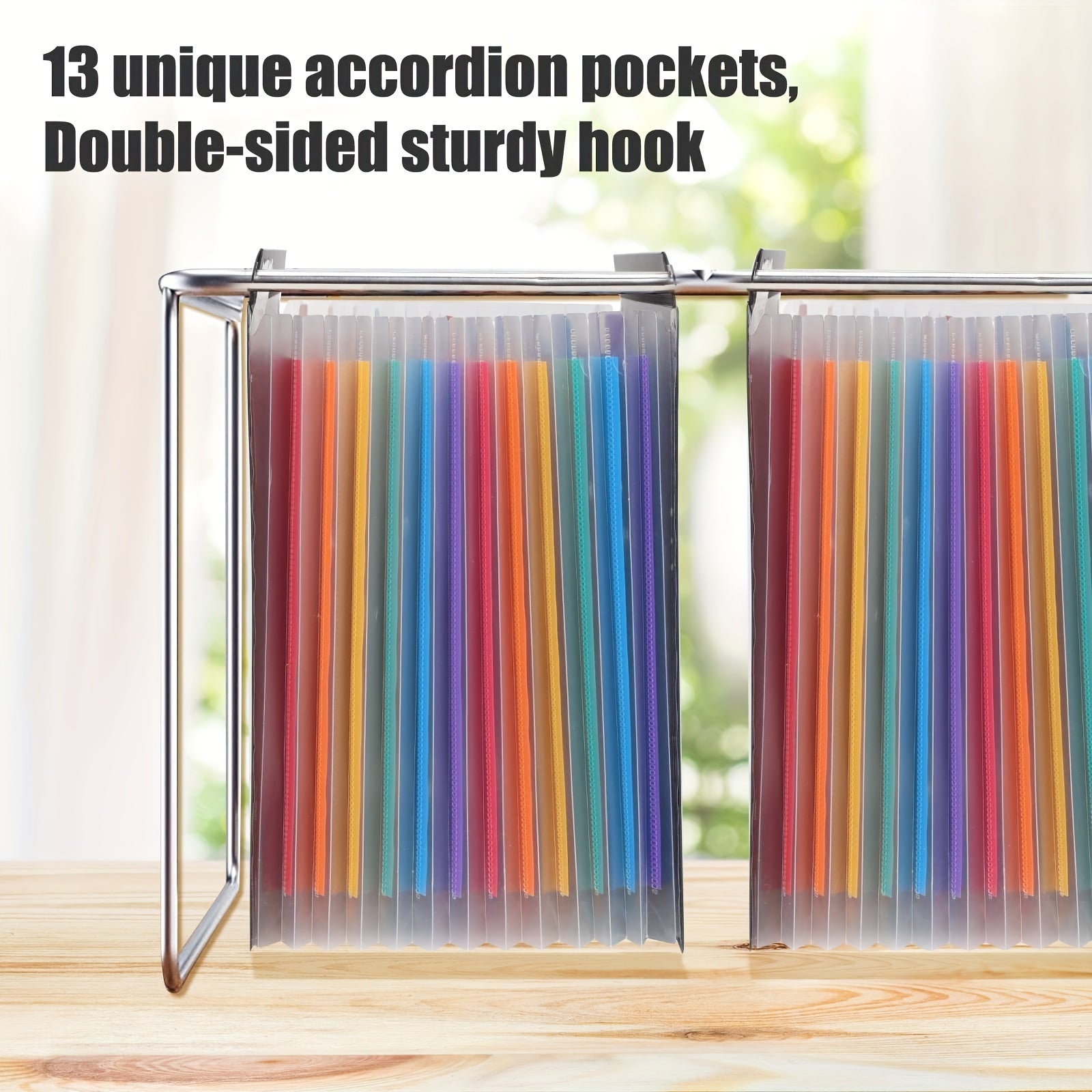 13 Pocket Plastic Hanging File Folders Letter A4 Size Large Capacity Tabs