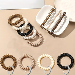 Stretchable Wristband Keychain Spiral Hair Tie Elastic Band Bracelet Key Holder