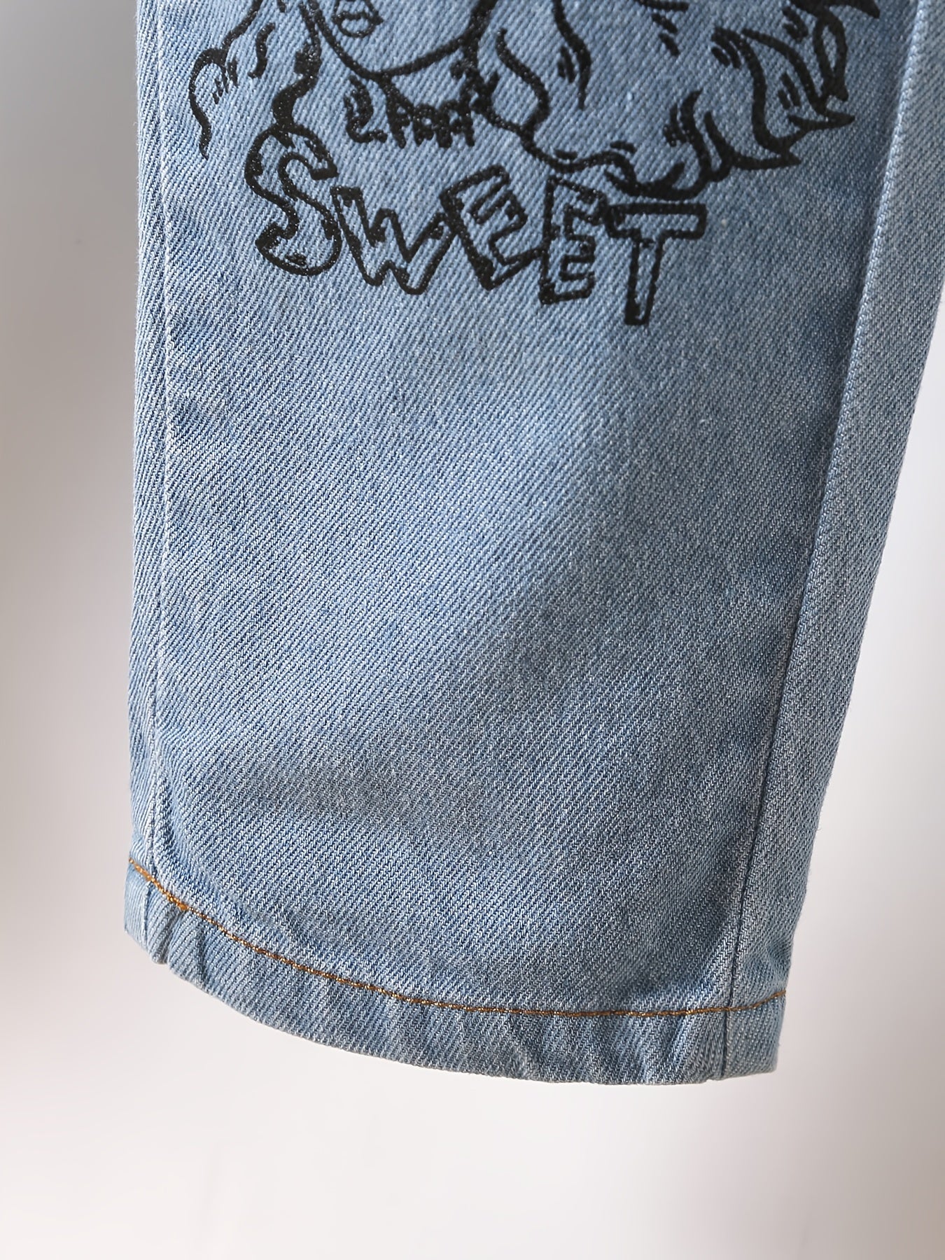 Toddler Girls Cartoon Paperbag Waist Jeans Kids Spring Summer Casual