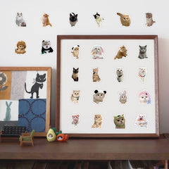 60pcs Cat Waterproof Vinyl Stickers For Water Bottle Stationery Luggage