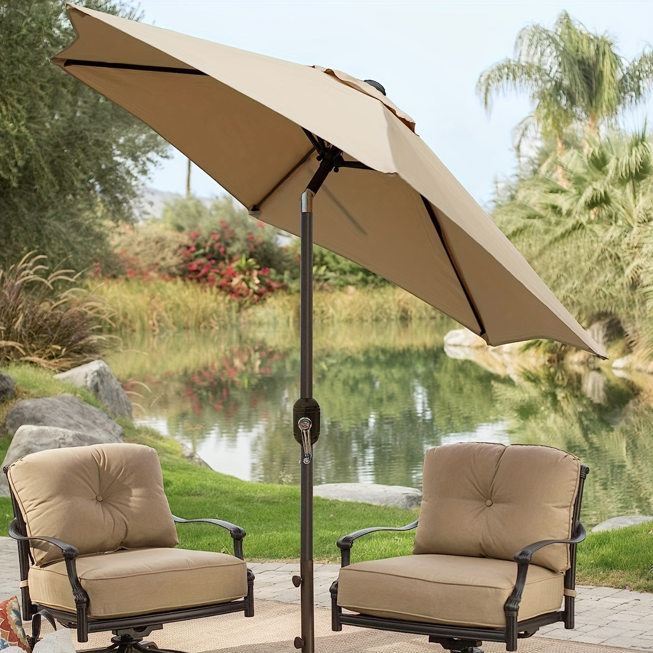 7.5ft Patio Umbrella Outdoor Table Market Umbrella Tan