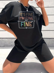 2pcs Summer Casual Sports Sets Letter Graphic T shirts & Solid Shorts