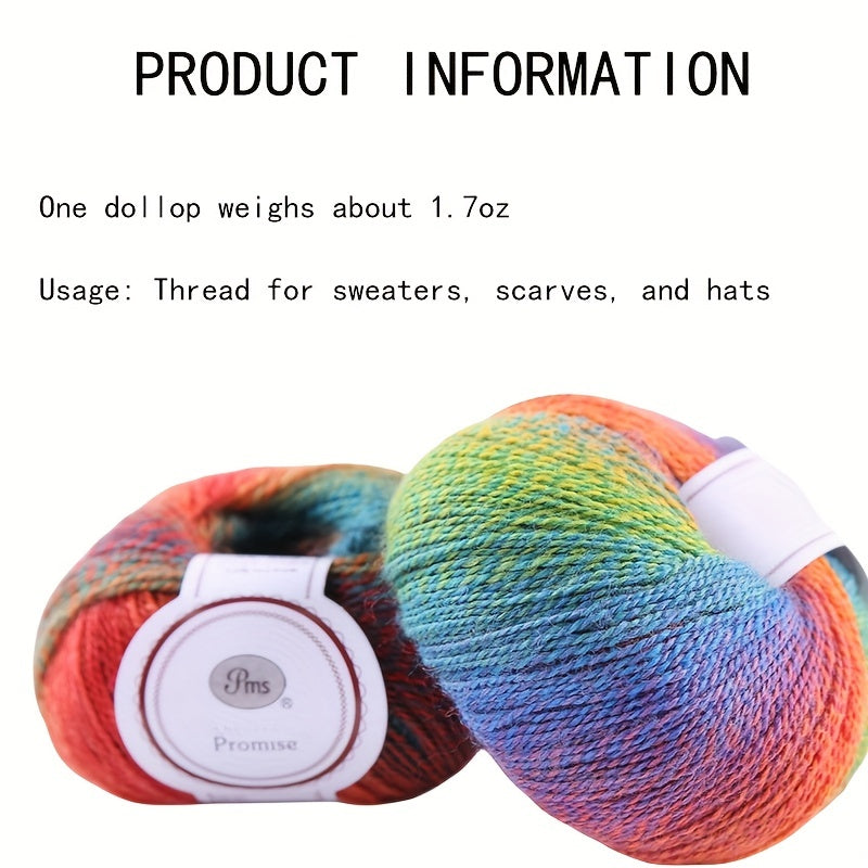 Rainbow Gradient Dyed Wool Yarn 1.7oz
