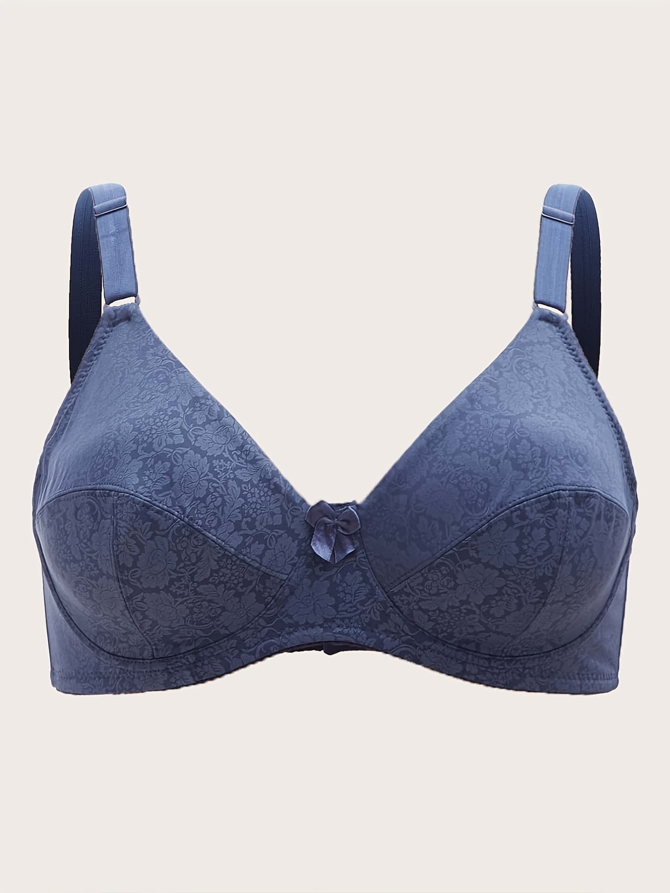 Floral Print Knot Front Push Up Bra Plus Size Medium Stretch Lingerie