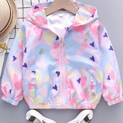 Toddler Girls Tie Dye Heart Hooded Jacket Casual Coat