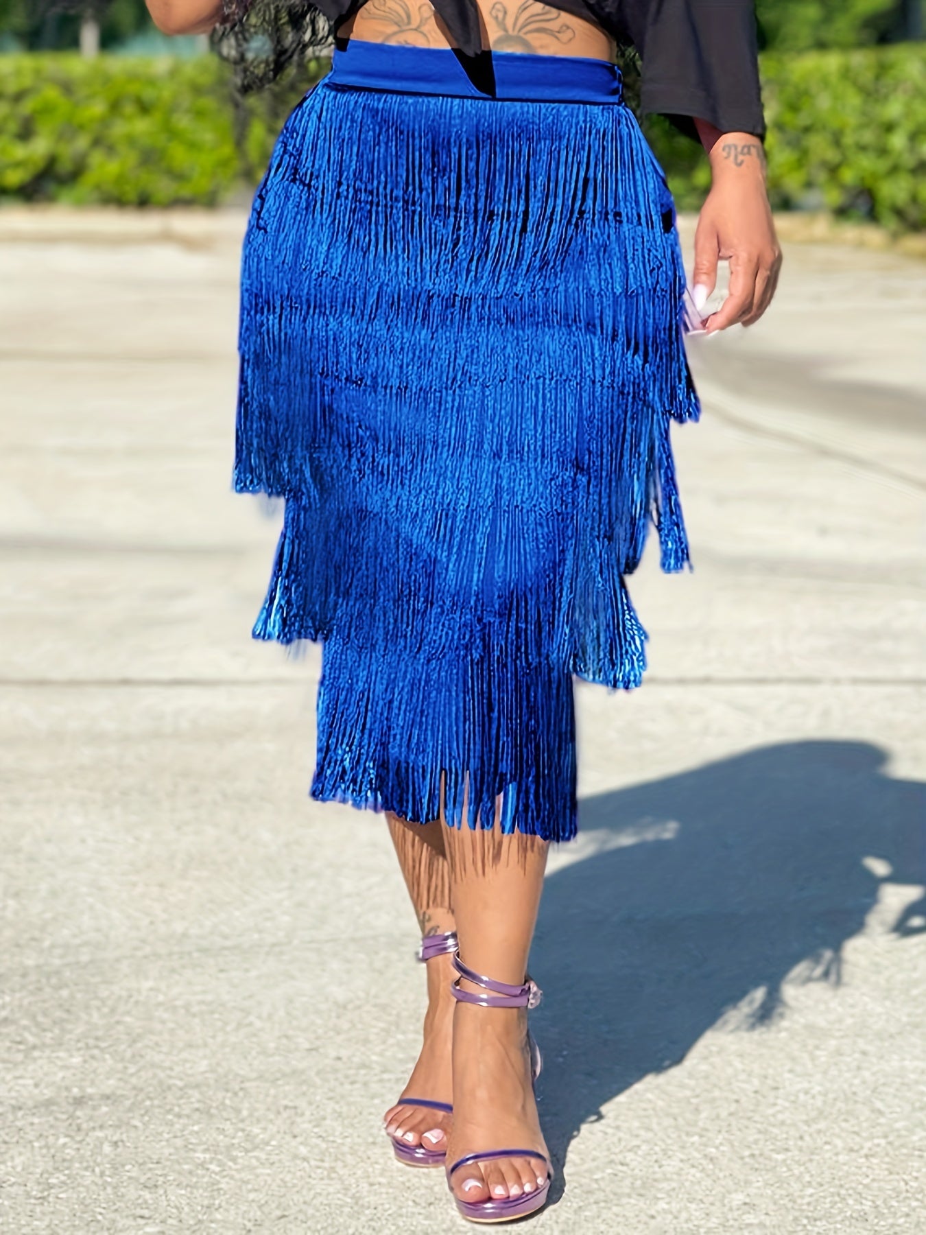 Tassel Layered Skirt High Waist Casual Spring Summer Women's Clothing