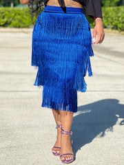 Tassel Layered Skirt High Waist Casual Spring Summer Women's Clothing