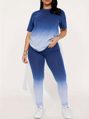 Women's Plus Ombre Print Tee & Leggings Set