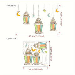 Ramadan Cartoon Chandelier Stars Moon Decoration PVC Sticker