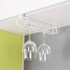 Iron Wall Mount Wine Glass Hanging Holder Goblet Stemware Storage Organizer Rack