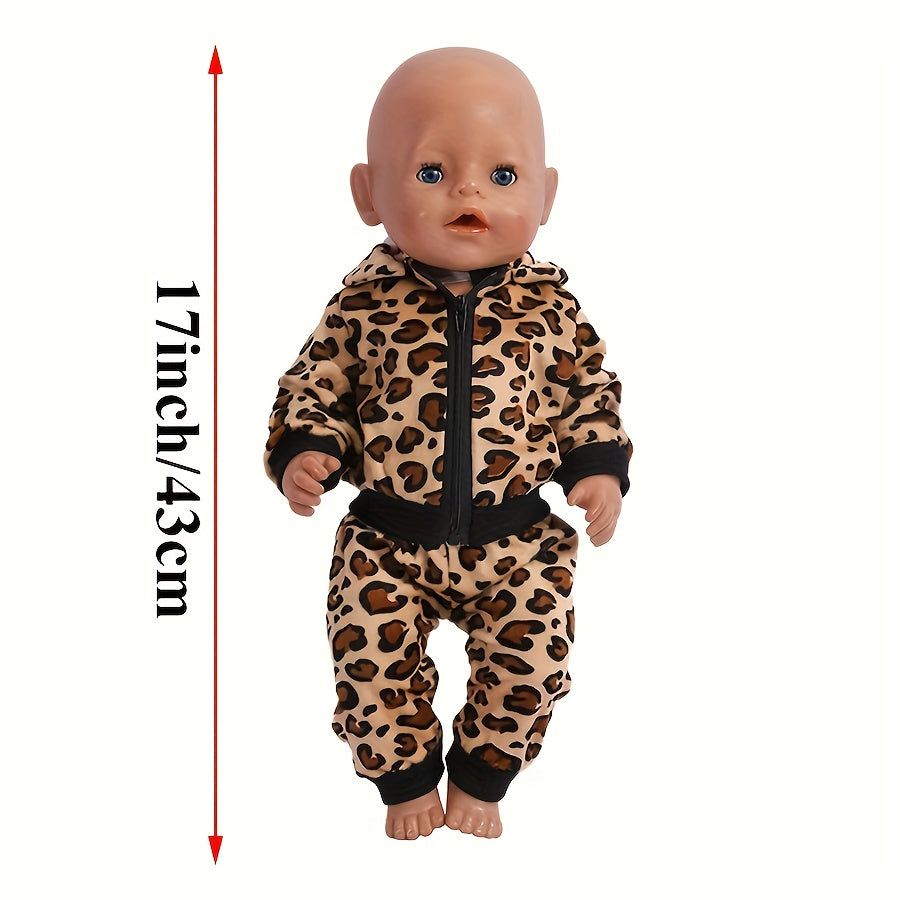 Leopard Print Baby Clothes Set for 16-18 Inch Dolls - No Doll