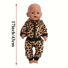 Leopard Print Baby Clothes Set for 16-18 Inch Dolls - No Doll