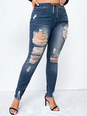 Casual Skinny Jeans Women's Ripped High Rise Stretch Jeans