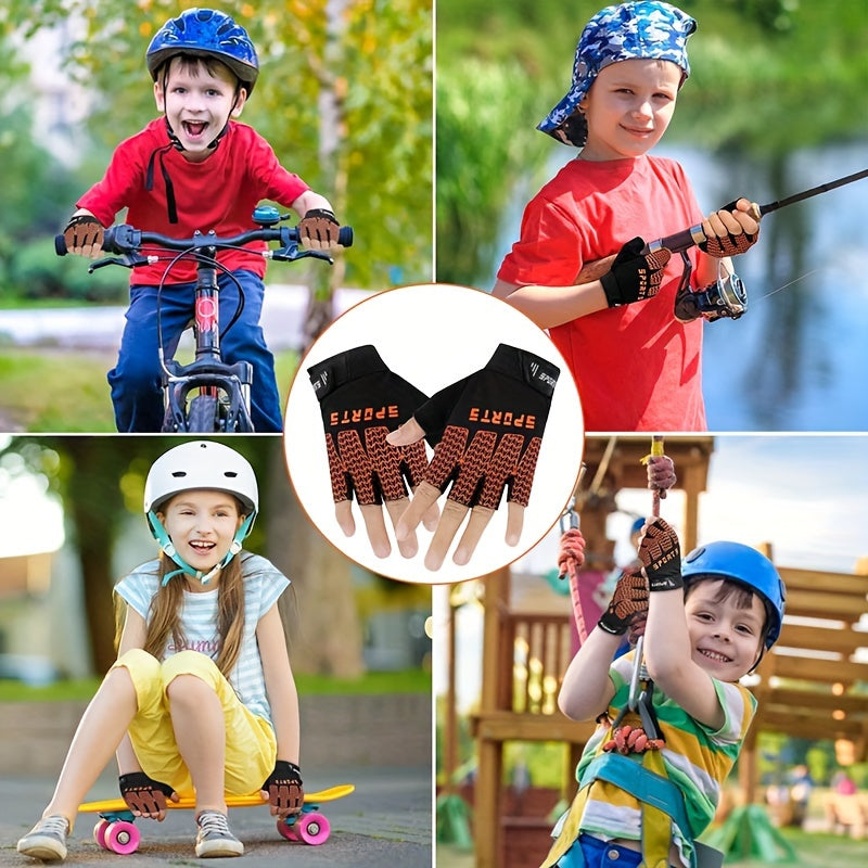Kids Fingerless Cycling Gloves Non Slip Toddler Sport Half Finger Fishing Gloves