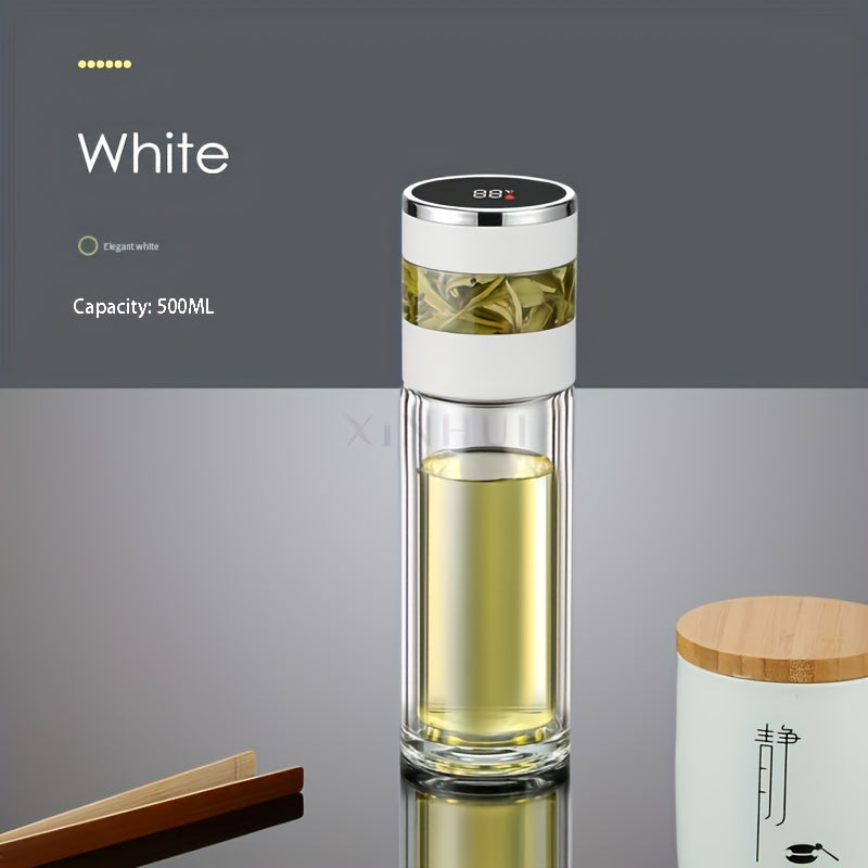Digital Temperature Display Glass Tea Cup with Infuser