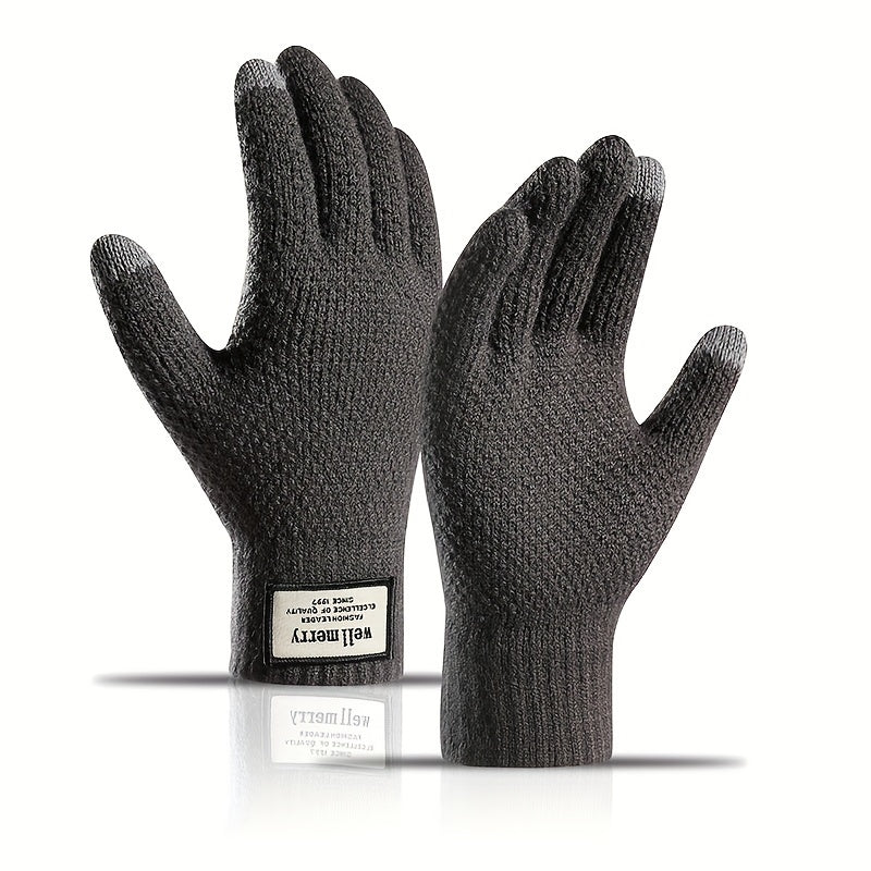 Winter Warm Knitted Gloves Thickened & Velvet Touch Screen Gloves