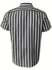 Stripe Print Men's Casual Short Sleeve Shirt