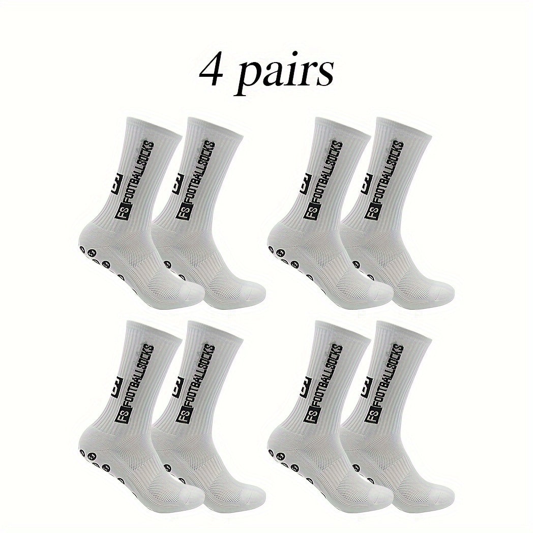 4 Pairs Non Slip Soccer Socks Outdoor Sports Crew Socks Football Socks
