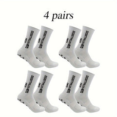 4 Pairs Non Slip Soccer Socks Outdoor Sports Crew Socks Football Socks