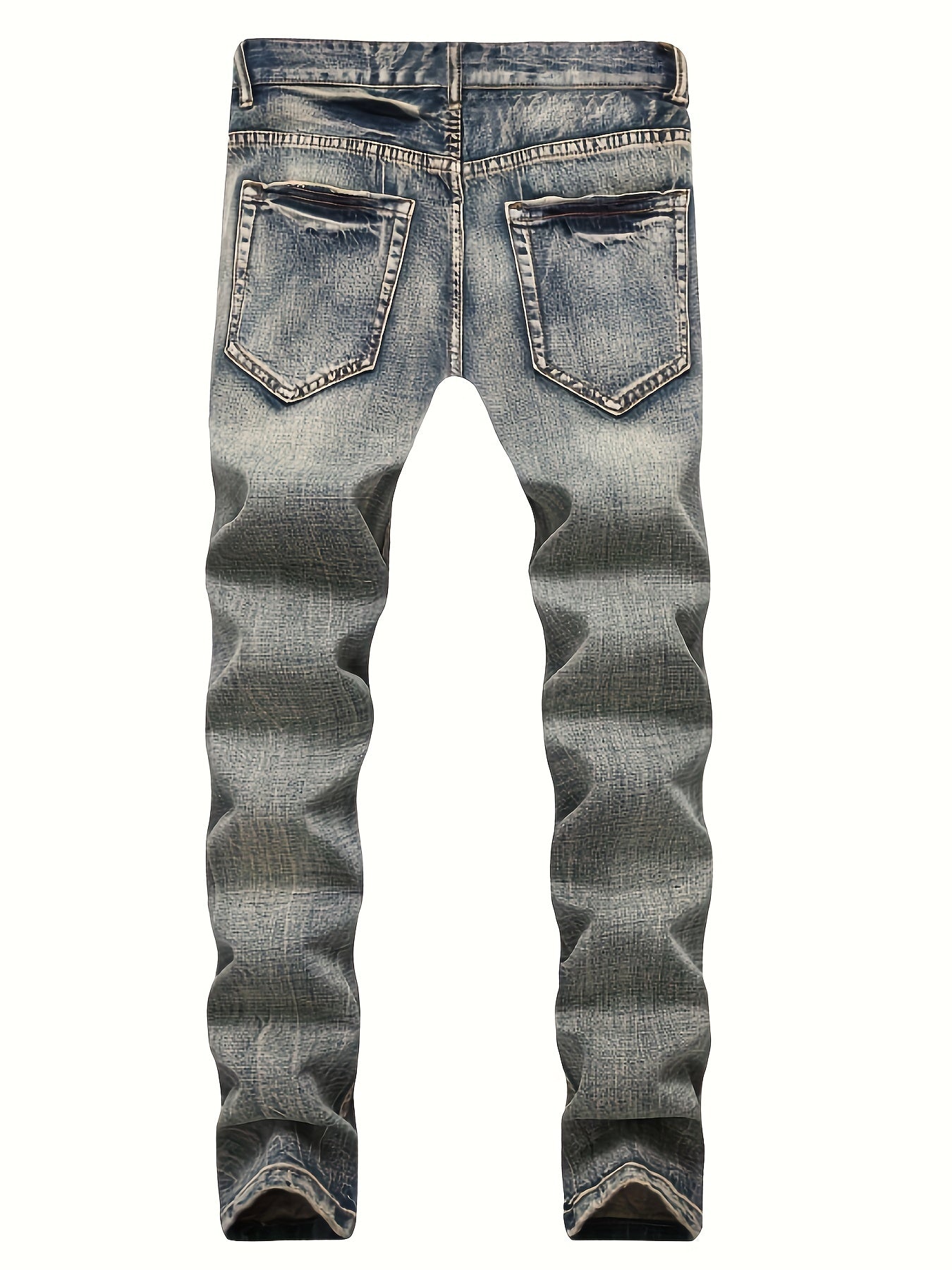 Vintage Slim Fit Ripped Jeans Mens Street Style Distressed Denim Pants