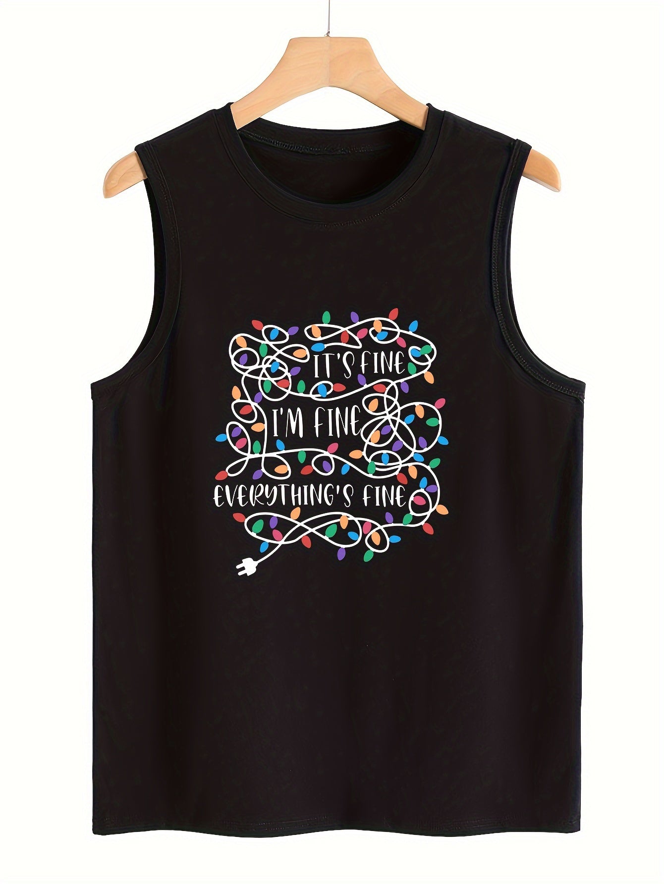 Christmas Fairy Lights & Letter Pattern Stretchy Sports Vest