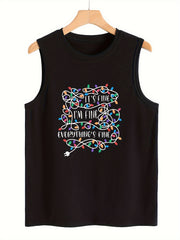 Christmas Fairy Lights & Letter Pattern Stretchy Sports Vest