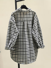 Tweed Plaid Drop Shoulder Jacket for Fall & Winter