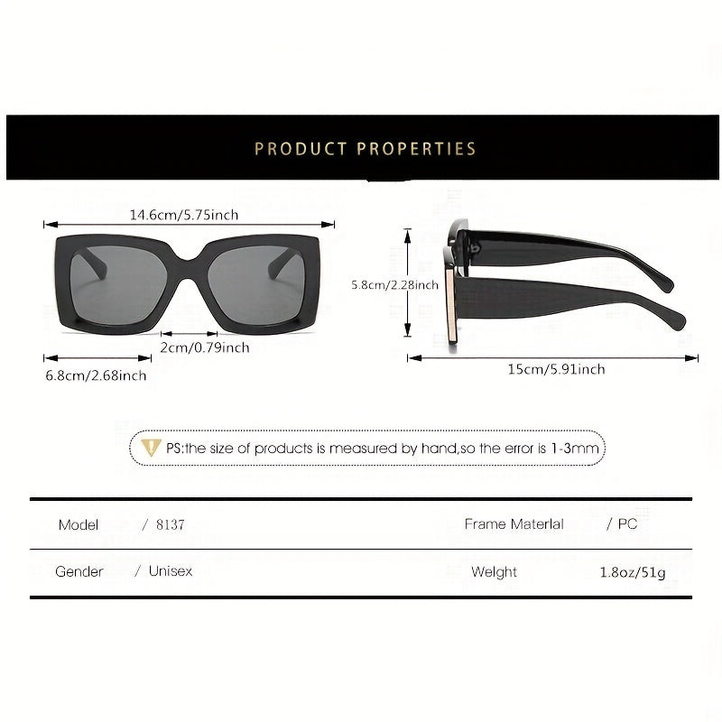 Y2K Tortoiseshell Square Sunglasses Gradient UV400 Sun Shades