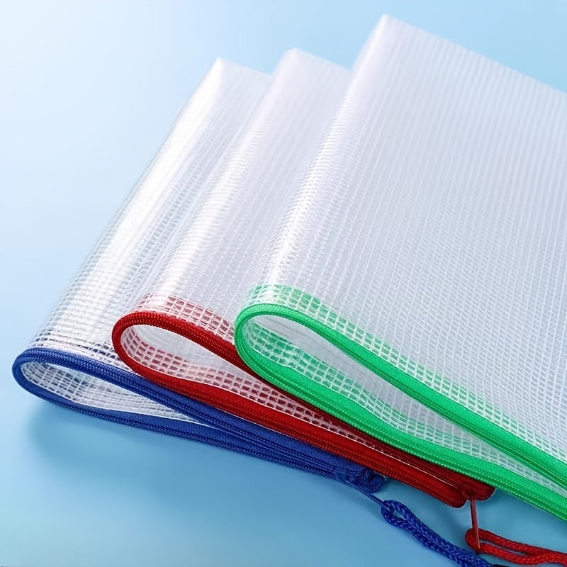 5pcs Waterproof Zipper Bags 5 Sizes 5 Colors Organizing School Supplies