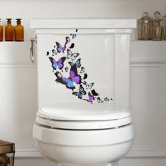 Colorful Butterfly Toilet Sticker, Decorative Waterproof PVC Wall Sticker