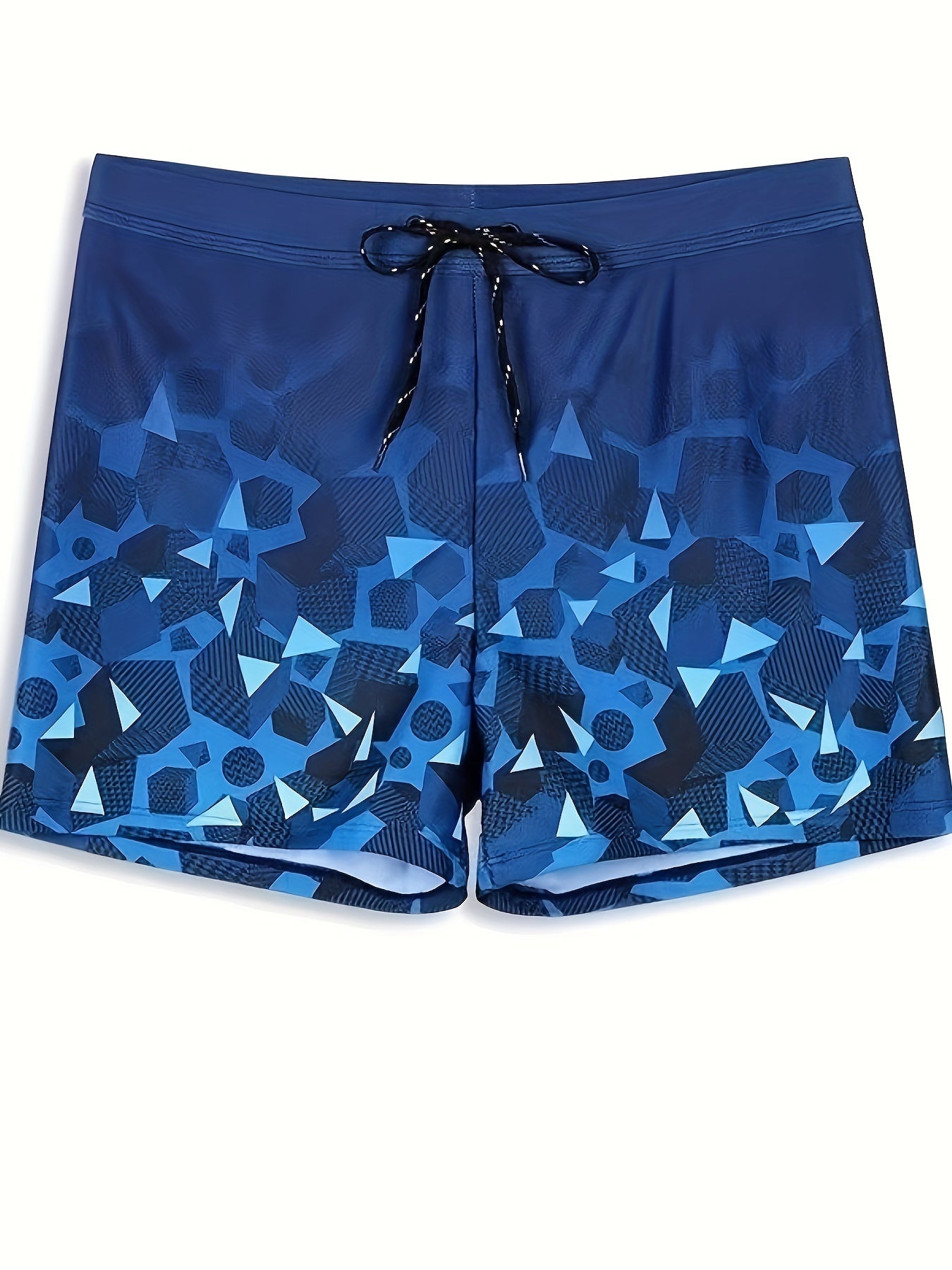 Men's Geometric Pattern Boxer Swim Trunks High Stretch Breathable Swimwear