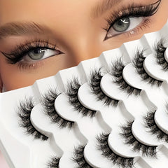 7 Pairs Fluffy Faux Mink False Eyelashes Soft Natural Wispy Daily Wear