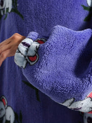 Sherpa Fleece Hooded TV Blanket with Pockets & Koala Print Nightgown
