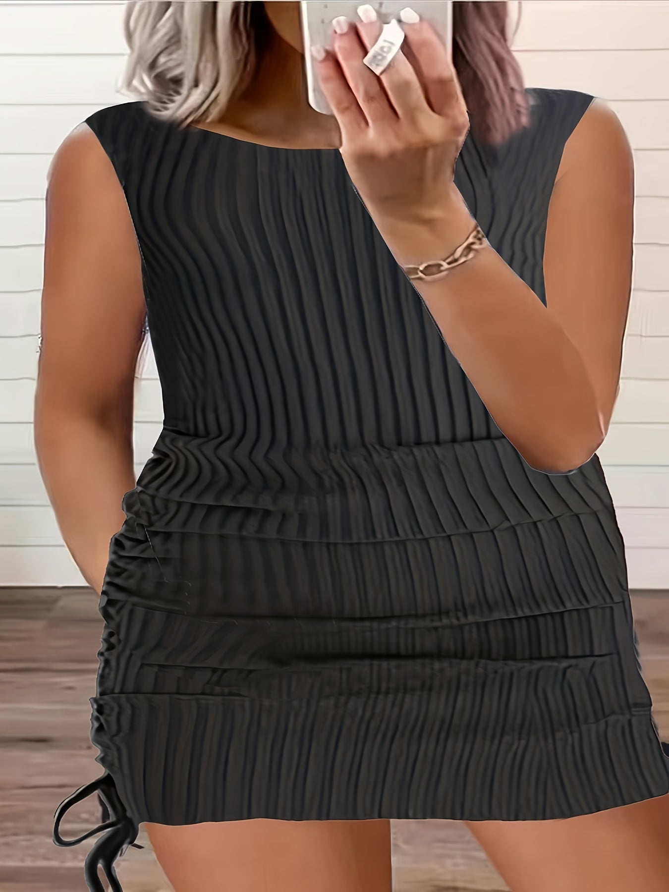 Ribbed Ruched Side Tank Dress