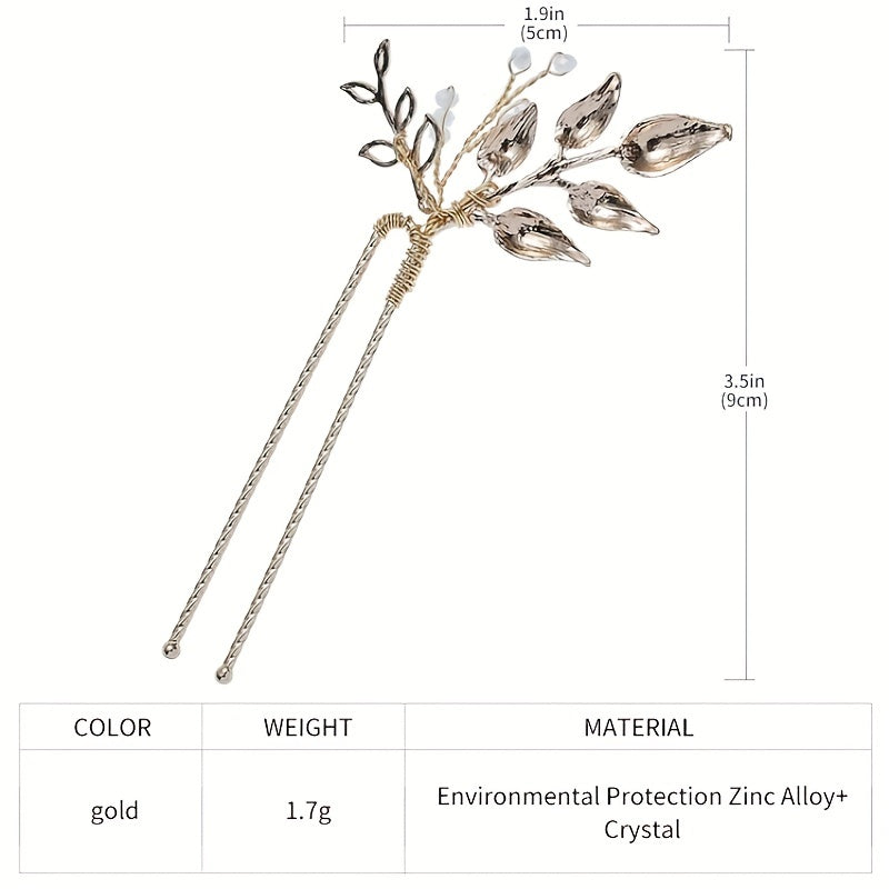 Alloy Flower Golden Hair Pin Inlaid Faux Pearl U shaped Hairpin Ponytail Holder