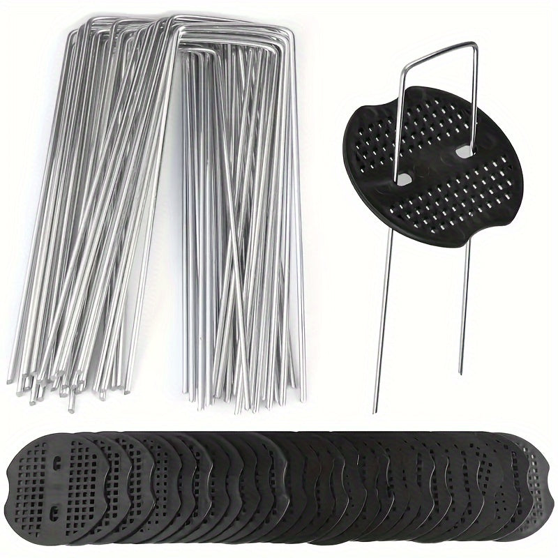 50pcs Galvanized Steel Garden Stakes 11 Gauge U Shaped Pins for Lawn Fabrics