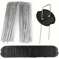 50pcs Galvanized Steel Garden Stakes 11 Gauge U Shaped Pins for Lawn Fabrics