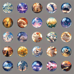 50pcs Glass World Hand-painted Landscape Stickers Journal Skateboard Decoration