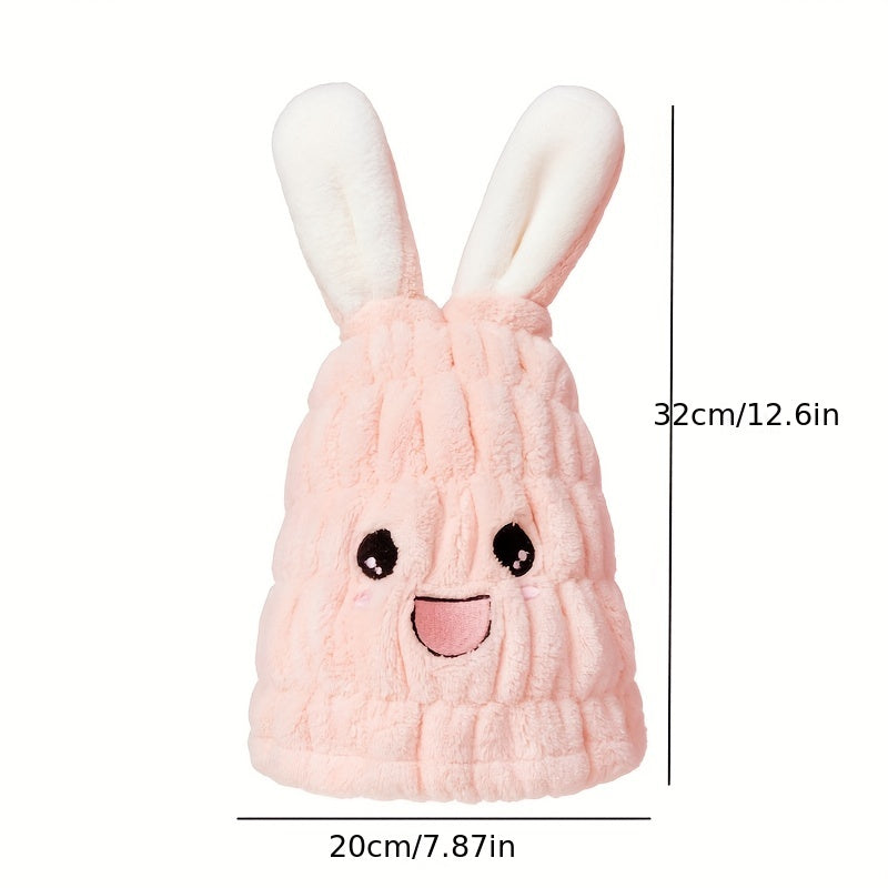 Cartoon Rabbit Hair Drying Cap Coral Velvet Hair Towel