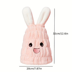Cartoon Rabbit Hair Drying Cap Coral Velvet Hair Towel