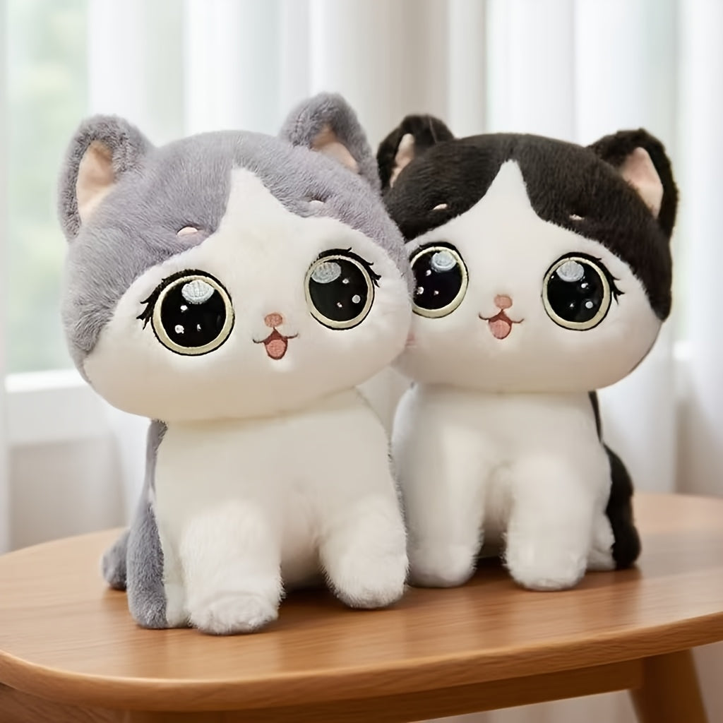 Cute Grey Cat Plush Toy - Cartoon Design - Home Decor & Gift