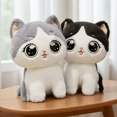 Cute Grey Cat Plush Toy - Cartoon Design - Home Decor & Gift