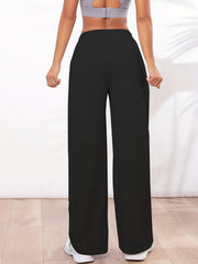 Solid Straight Leg Pants Casual Elastic Waist Women's Clothing